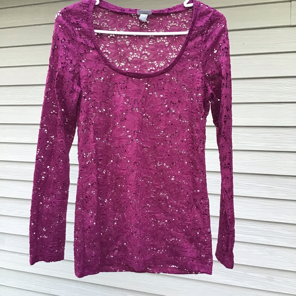 💜3/$25💜Vanity long sleeve lace floral top